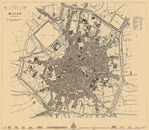Milano: Map of Milan 1836