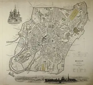 Tsarism: Map of Moscow (1836). Original drawing by W.B