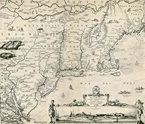 Netherland: Map of New Netherland, 1650's