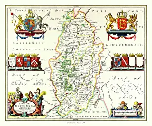 Shields: Map of Nottinghamshire by Johan Blaeu
