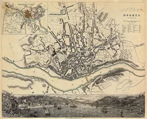 Antiquarian: Map of Oporto, Portugal 1833