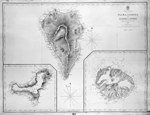 Charts: Map of Palma, Gomera and Hierro, Canary Islands