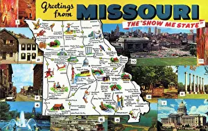 Missouri: Map postcard - Greetings from Missouri, USA