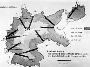 Exposed: Map over a range of Allied planes, around the 1930s
