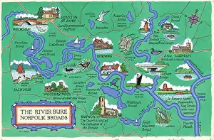 Bure: Map - The River Bure, Norfolk Broads