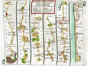 Grinstead: Map of the Road from London To Newhaven, England