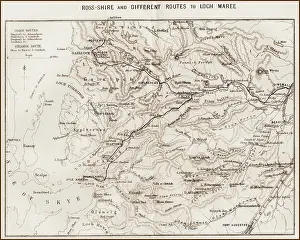 Maree: Map of Ross-shire and different routes to Loch Maree