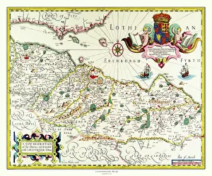 Lothian: Map of the Shires of Lothian and Linlithgow by Johan Blaeu