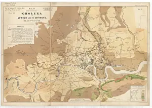 Geological: Map showing the distribution of cholera in London