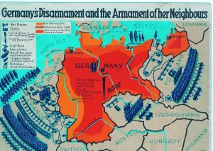 Justifying: Map showing the military threats to Germany