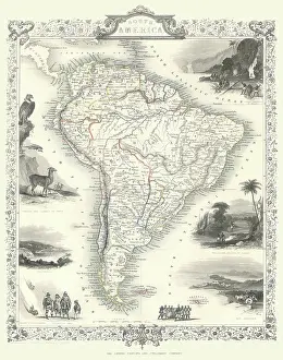 Map of South America published by John Tallis
