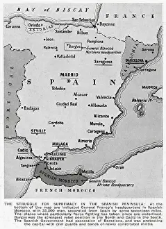 Linea: Map of Spain at the Beginning of the Spanish Civil War 1936