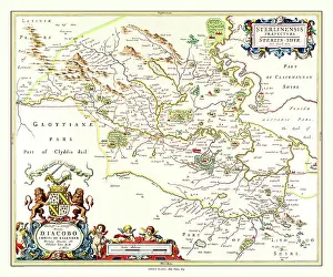 Shields: Map of Stirlingshire, Scotland by Johan Blaeu