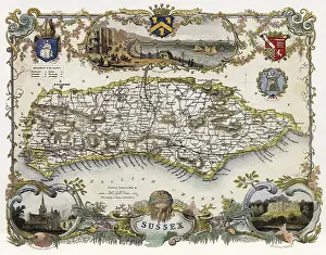Arundel: Map of Sussex, England