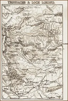 Lochs: Map of Trossachs & Loch Lomond 1860s
