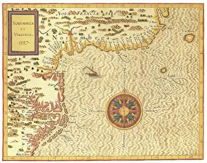 1597: Map of Virginia and the Northeast Coast 1597