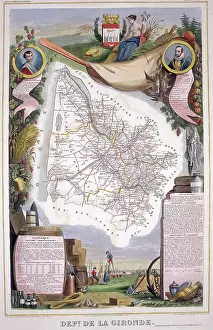 Levasseur: Map of the Wine Growing District of La Gironde France