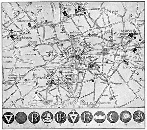 Ymca: Map of YMCA shelters around London during WW1