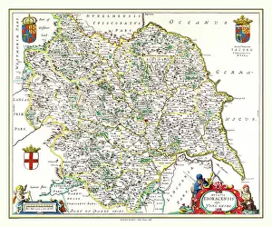 Shields: Map of Yorkshire by Johan Blaeu