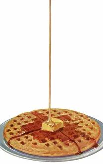 Poured: Maple Syrup on Waffle