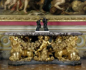 Conserved: Marble console with gilded wooden