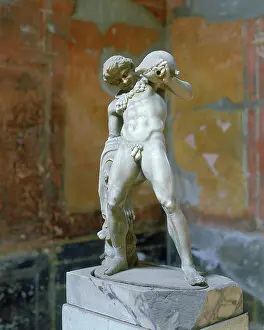 Wineskin: Marble statue of a satyr