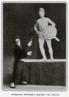Tickling: Marceline the clown with the moving statue