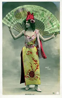 Marcelle: Marcelle - French Dancer with elaborate fan-based costume
