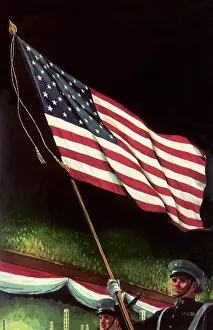 Icons: March with American Flag