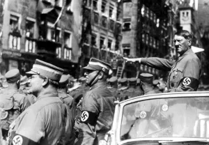 Giesler: March-past of SA units before Adolf Hitler, Nuremberg