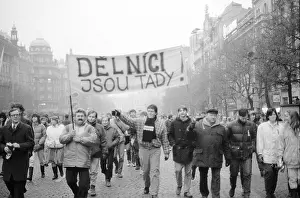 Hroch: March - workers - general strike - Wenceslas square
