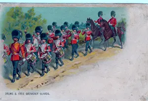 Fifes: Marching column of drums and fifes Grenadier Guards