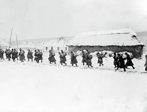 Transylvanian: Marching through snow, 1916