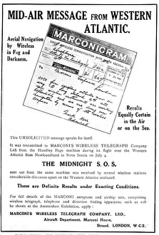 Marconigram: Marconi Marconigram For Handley Page Atlantic Flight 1919