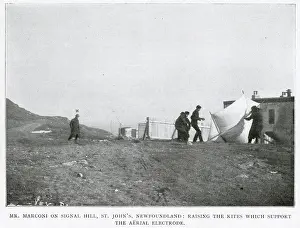 Kites: Marconi using Kite Aerial to get Signal 1901