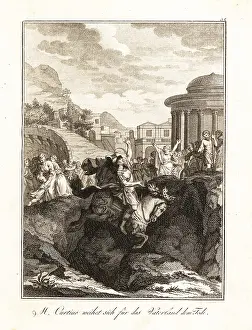 Chasm: Marcus Curtius sacrificing himself after an earthquake