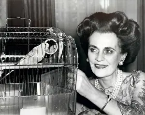 Sweeny: Margaret, Duchess of Argyll, with budgerigar