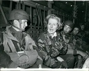 Wilts: Margaret Thatcher with paratroopers in a plane