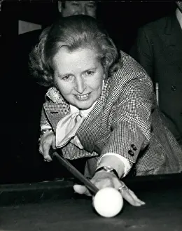 Prospective: Margaret Thatcher playing pool, Penta Hotel, London