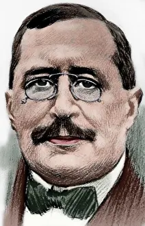 Binoculars: Mariano de Cavia (1855-1920). Engraving. Colored