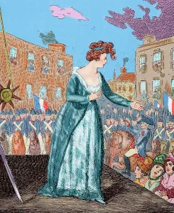 Habsburg: Marie Antoinette (1755-1793). Execution. Engraving. Colored