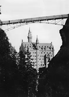 Footbridge: Marienbrucke and Neuschwanstein Castle, around 1890