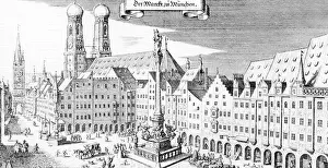 Frauenkirche: Marienplatz in Munich around 1700