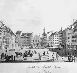 Begun: Marienplatz in Munich before 1865