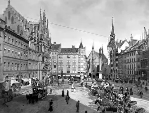 Citysc: Marienplatz in Munich, before 1914