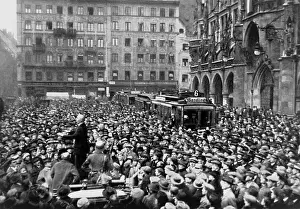 D Etat: Marienplatz in Munich during the Beer Hall Putsch