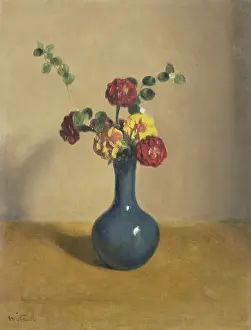 Witsen: Marigold Flowers in a Blue Vase