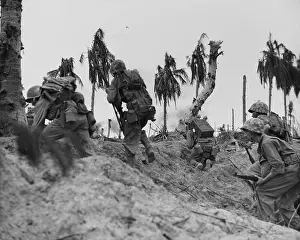 Lcgr1311: Marines crossing the beach and on the initial