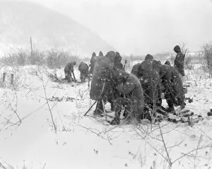 Ridges: Marines fire mortars at Chinese positions on the