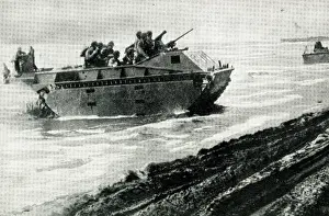 Ashore: US Marines land in the Solomon Islands, WW2
